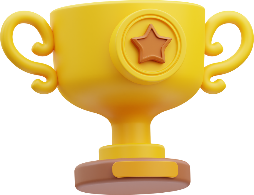 Trophy Online Education 3D Illustration