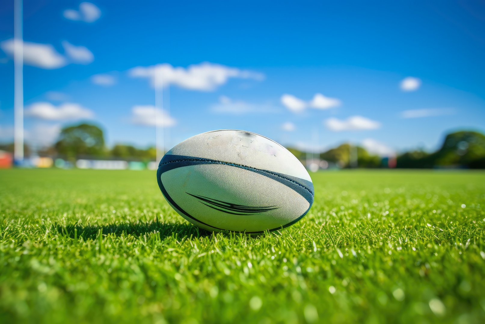 Rugby ball seen laying on field